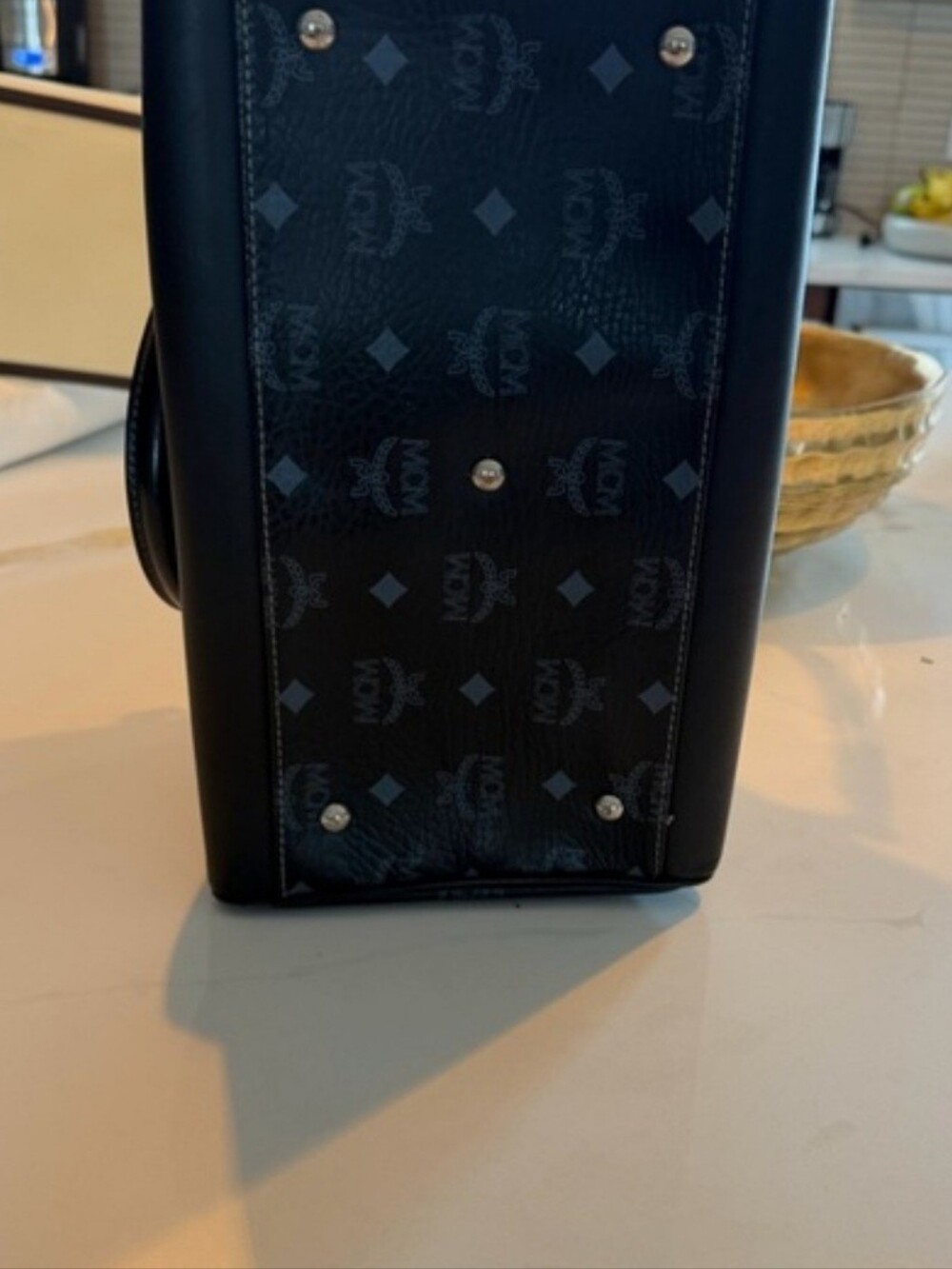 MCM Black Visetos Logo Satchel - Picture 5 of 9
